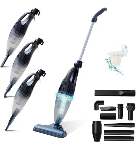 Belaco 700W Corded Stick Vacuum Cleaner, Powerful All in 1 Upright & Handheld Vacuum with HEPA Filter, 1.2L Dust Cup, 11 Attachments, 5m Cable for Home & Car - Black